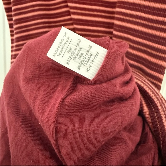 Marine Layer Medium Lexi Rib Daytime Midi Dress in Ruby Wine Multi Stripe - Picture 6 of 11